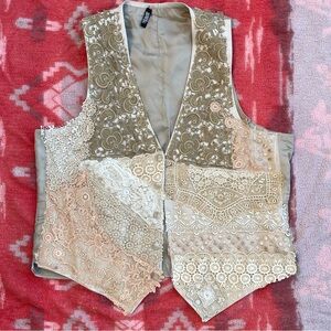 Vintage upcycled lace vest